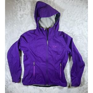 Mountain Hardwear Jacket Womens Large Purple Softshell Hooded Zip Pockets Hiking